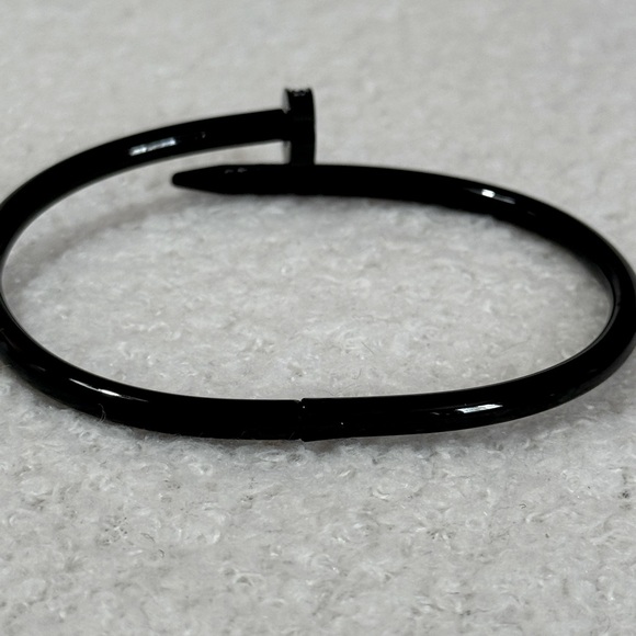 Nail cuff bracelet with stones black rhodium plated alloy size19-20cm - Picture 4 of 6